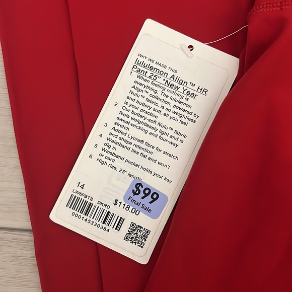 NWT Lululemon Align HR Pant 25" *New Year DKRD size 14 - Picture 8 of 10